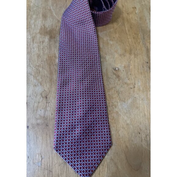 Brooks Brothers Maker Tie Men's Red Geometric Pure Silk Made In USA Woven/Italy - Picture 1 of 6